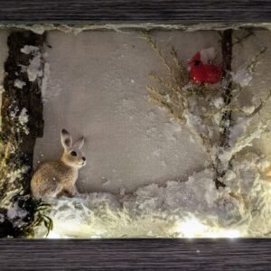 PXL_20251201_010242395.PORTRAIT.ORIGINAL Rabbit & Cardinal on a Snow Day 5x7